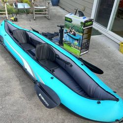 Tobin Sports Wavebreak Inflatable Kayak
Voyager Tandem, Foldable Kayaks for Adults 2  Padded Seats Tandem Fishing Lightweight Canoe