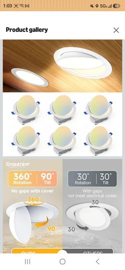 Ensenior 6 Pack 6 Inch LED Eyeball Gimbal Recessed Light, 5CCT Dimmable