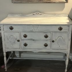 Antique Buffet Chalk Painted Waxed And Sealed 