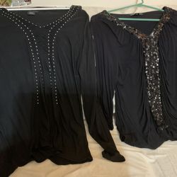 SIZE L / XL BLACK -2- DRESSY TOPS