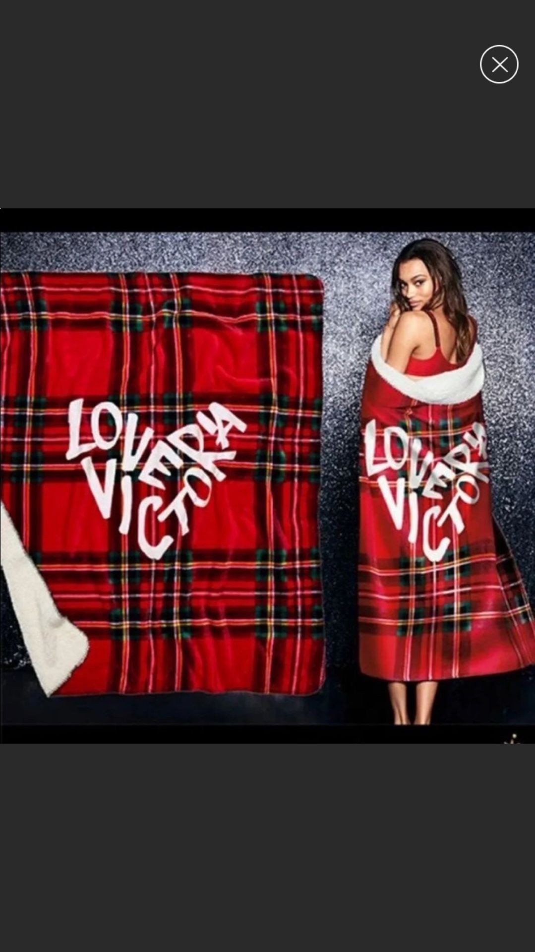 Victoria Secret Plaid Sherpa Blanket NEW