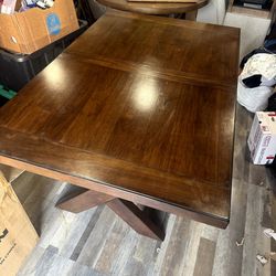 rectangular dining table with leaf in six chairs