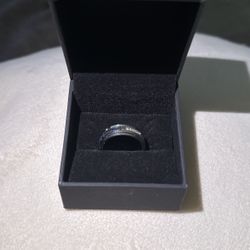 Tungsten Carbon, Black And White Diamonds, Size 12,  Ring