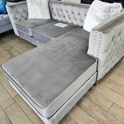 New Tufted Velvet Sectional- Shop Now Pay Later $39 Down 
