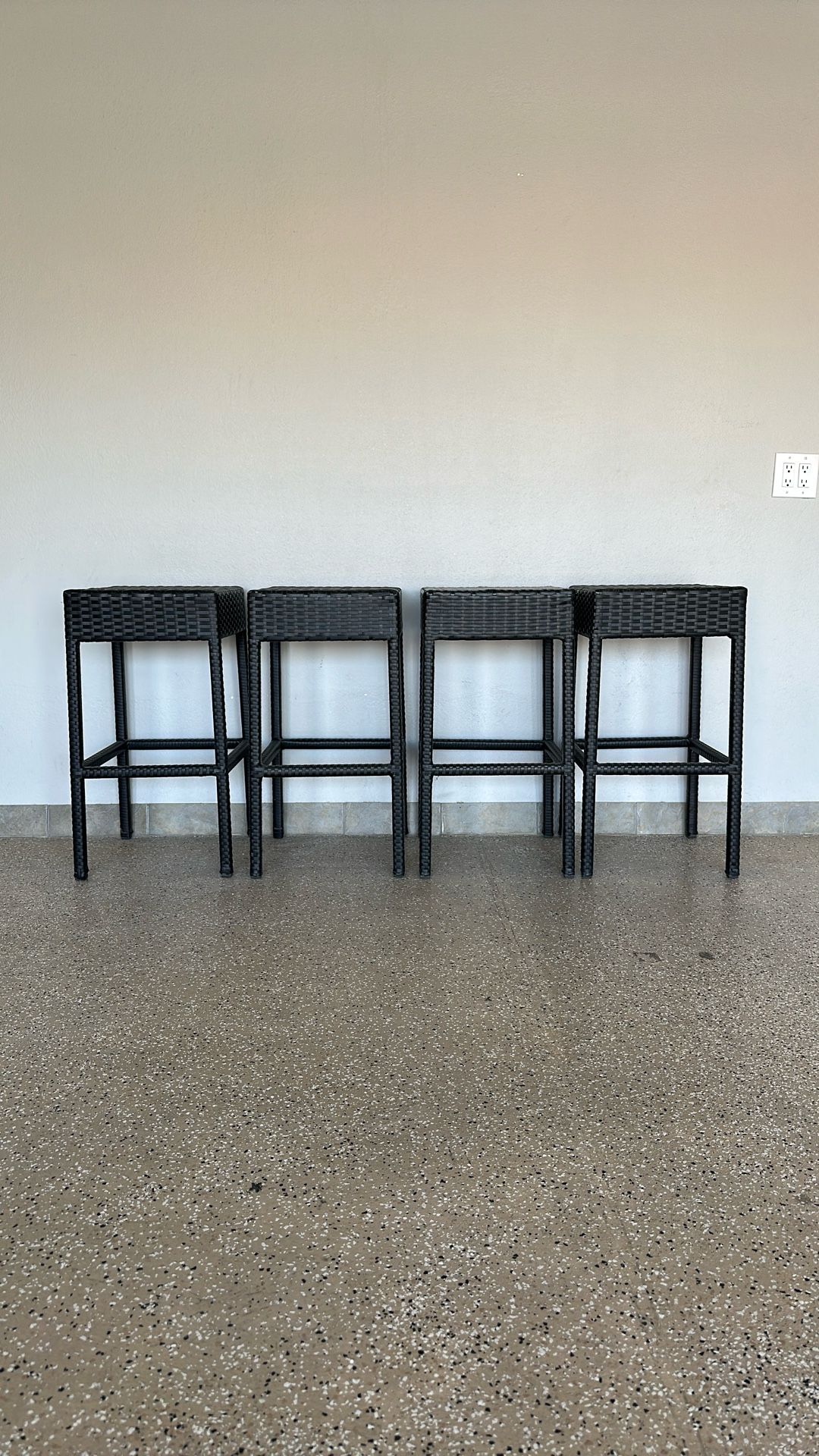 Rattan Basket Weave Bar Stools (set of 4)