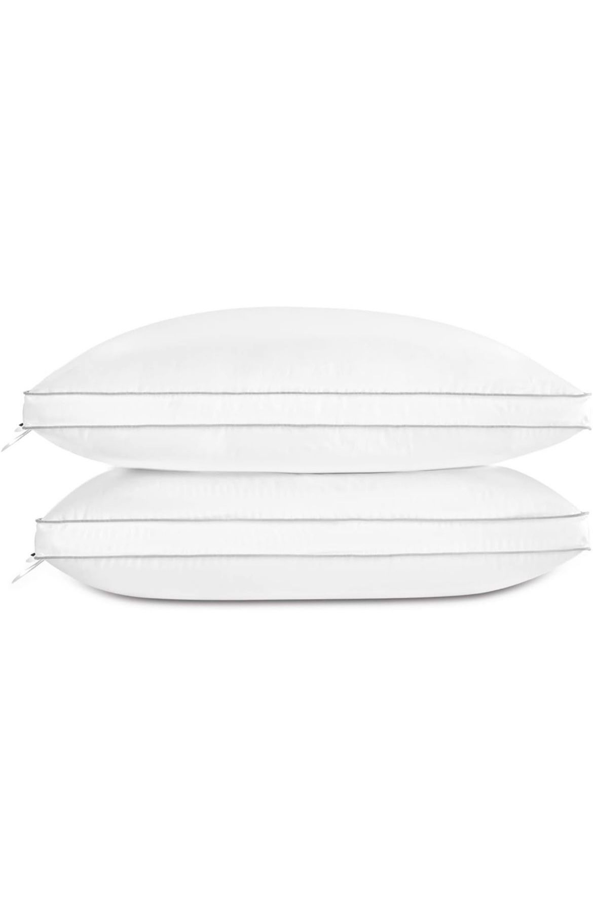 Luxury Feather Down Pillow Standard Queen for Sleeping, Hotel Collection Fluffy Pillow, 2 Pack