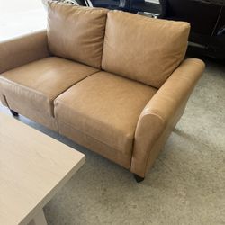 Faux Leather Love Seat And Table  $150