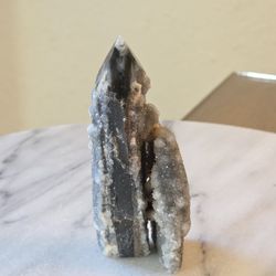 3.6" Approximately Sparkling Druzy Sphalerite Tower Quartz Crystal 