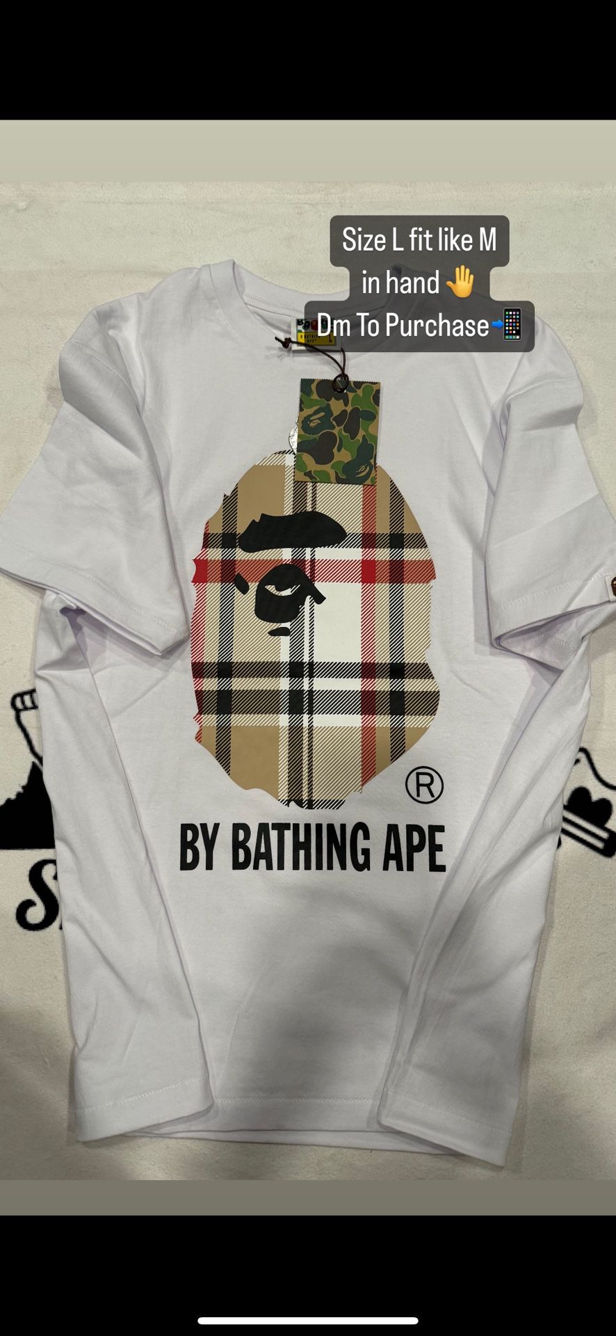 Bape A Bathing Ape Check By Bathing Tee “White/Beige” 