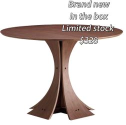 😀 47.24'' Round Modern Style Wood Dining Table in Walnut Suitable for Kitchen, Living Room, Cafe, Milk Tea Shop, 👀brand new in the box  or assembled