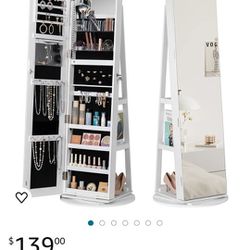 Mirror With Jewelry Storage And Shelves 