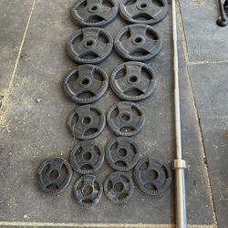 Rubber Coated Olympic Weight & Barbell Set