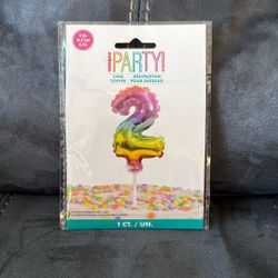 New Unique Party Number 2 Rainbow Cake Topper Balloon Decoration 5 Inches