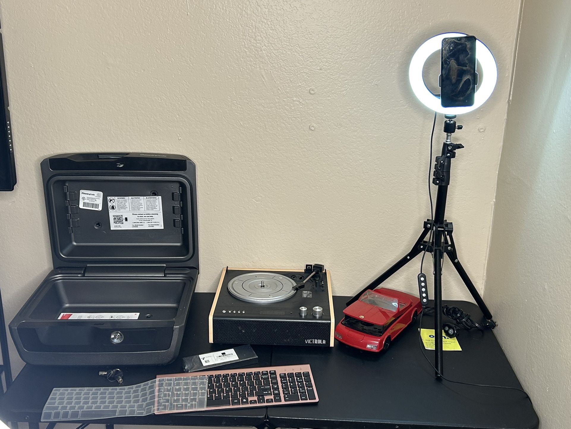 Safe & Electrics Including Vantage Red Car Tape Player/vcr