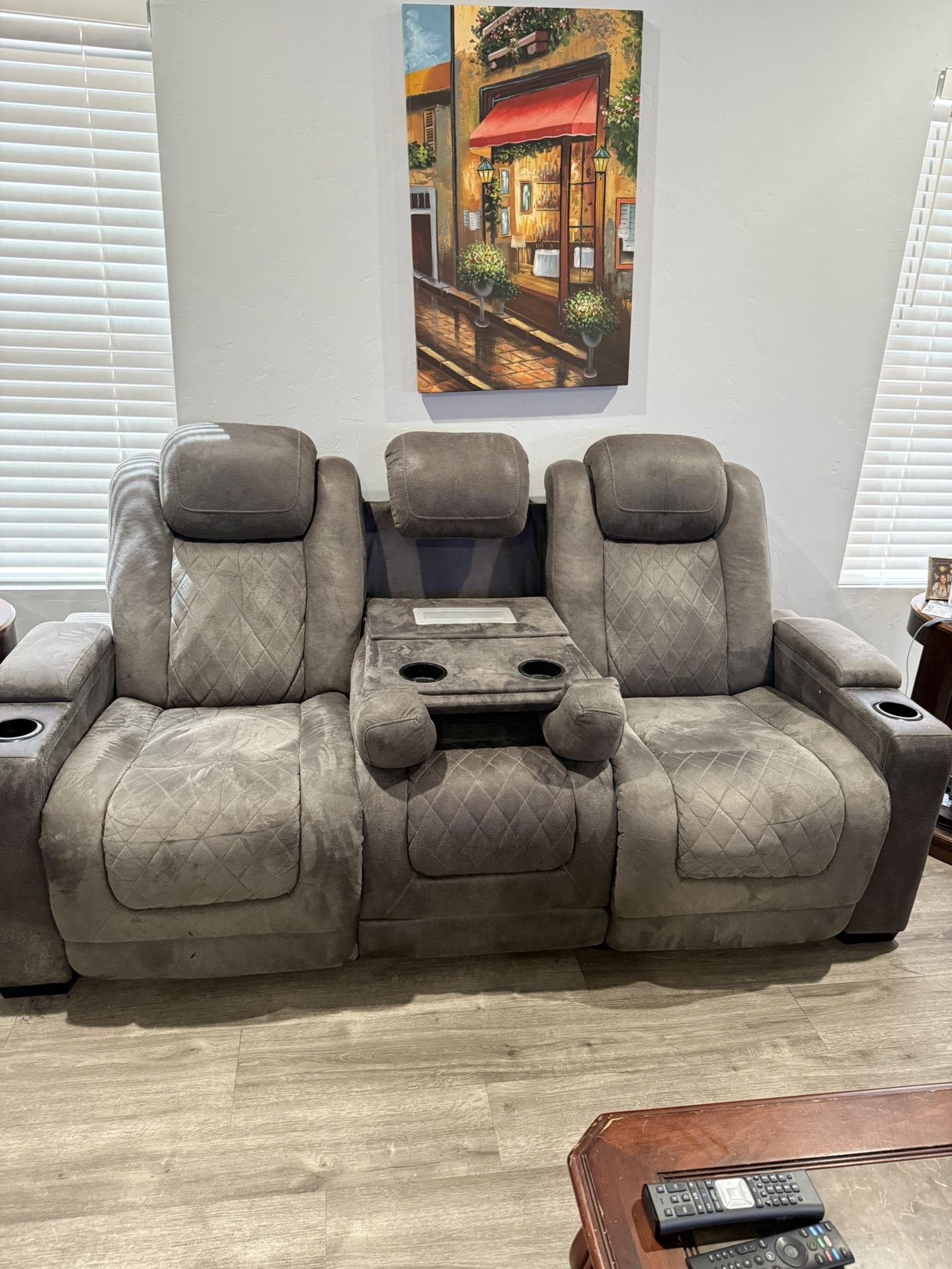 Grey Reclining Couch Set