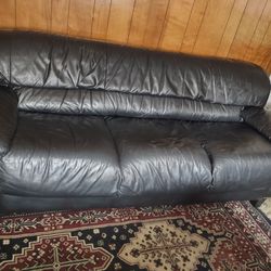 Black Leather Couch And Chair