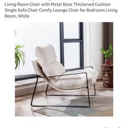 🪑 NEW LukeAlon Modern Sherpa Accent Armchair – White | Comfy Lounge Chair w/ Metal Base (Unopened Box)