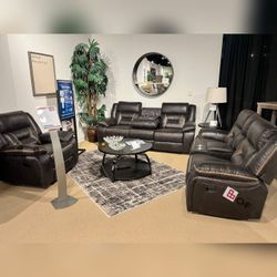 3 pc living room reclining  sofa set