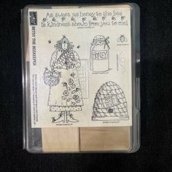 Vintage 1998 Stampin’ Up! BETSY THE BEEKEEPER Retired Rubber Stamp Set | NEW NIB