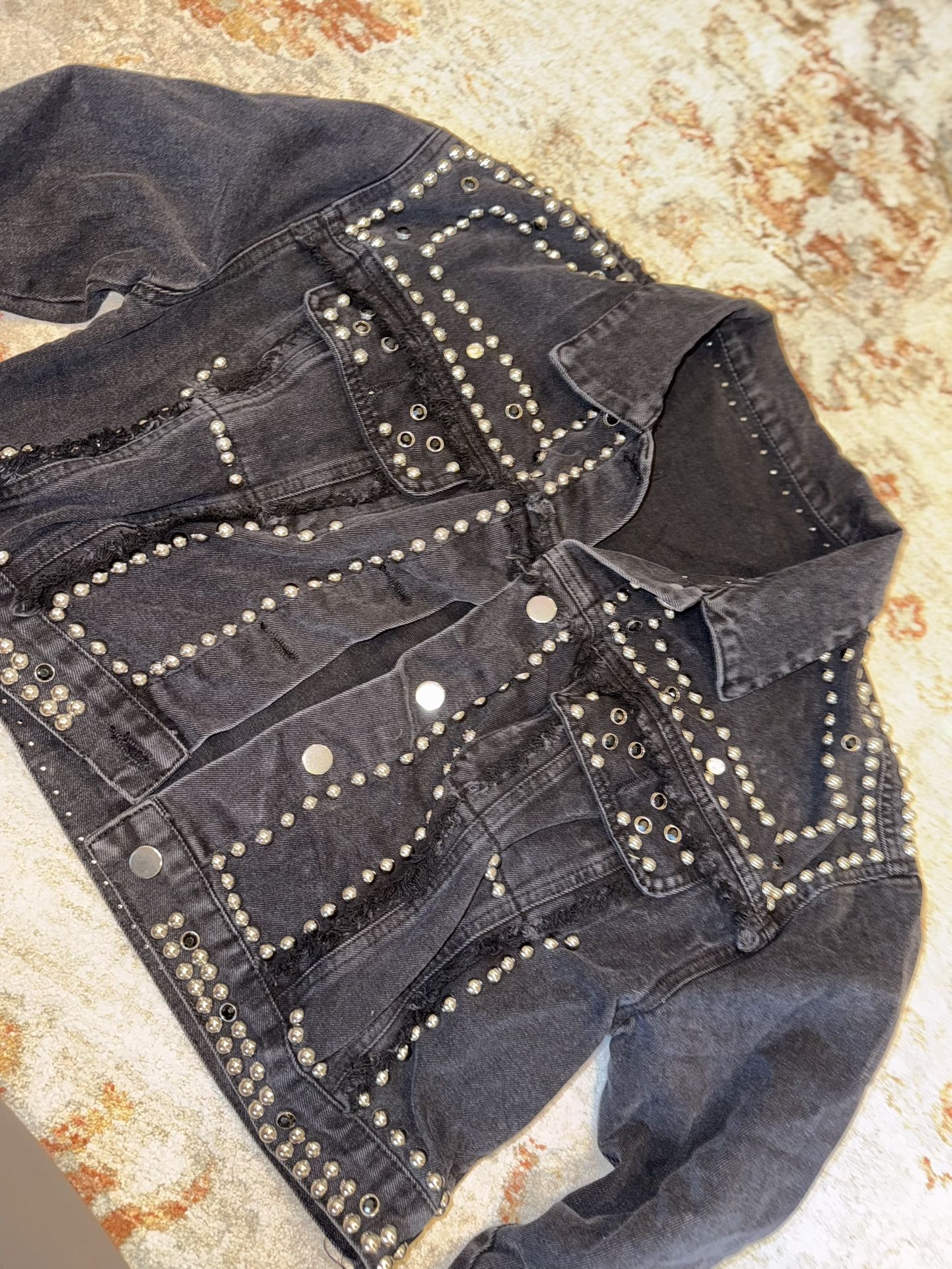 Black Embellished Denim Jacket