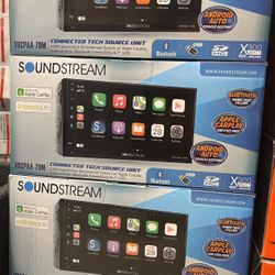Soundstream 7 Inch Touch Screen Double Din Radio With Bluetooth Apple CarPlay Android Auto Brand New 
