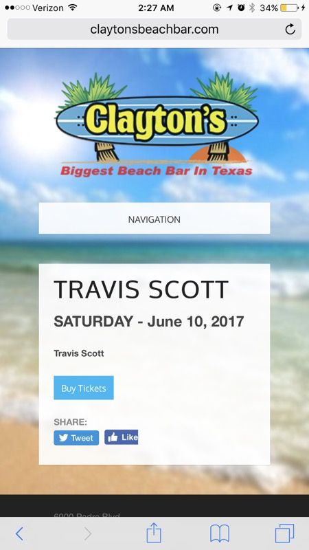 Travis scott VIP tickets claytons beach bar