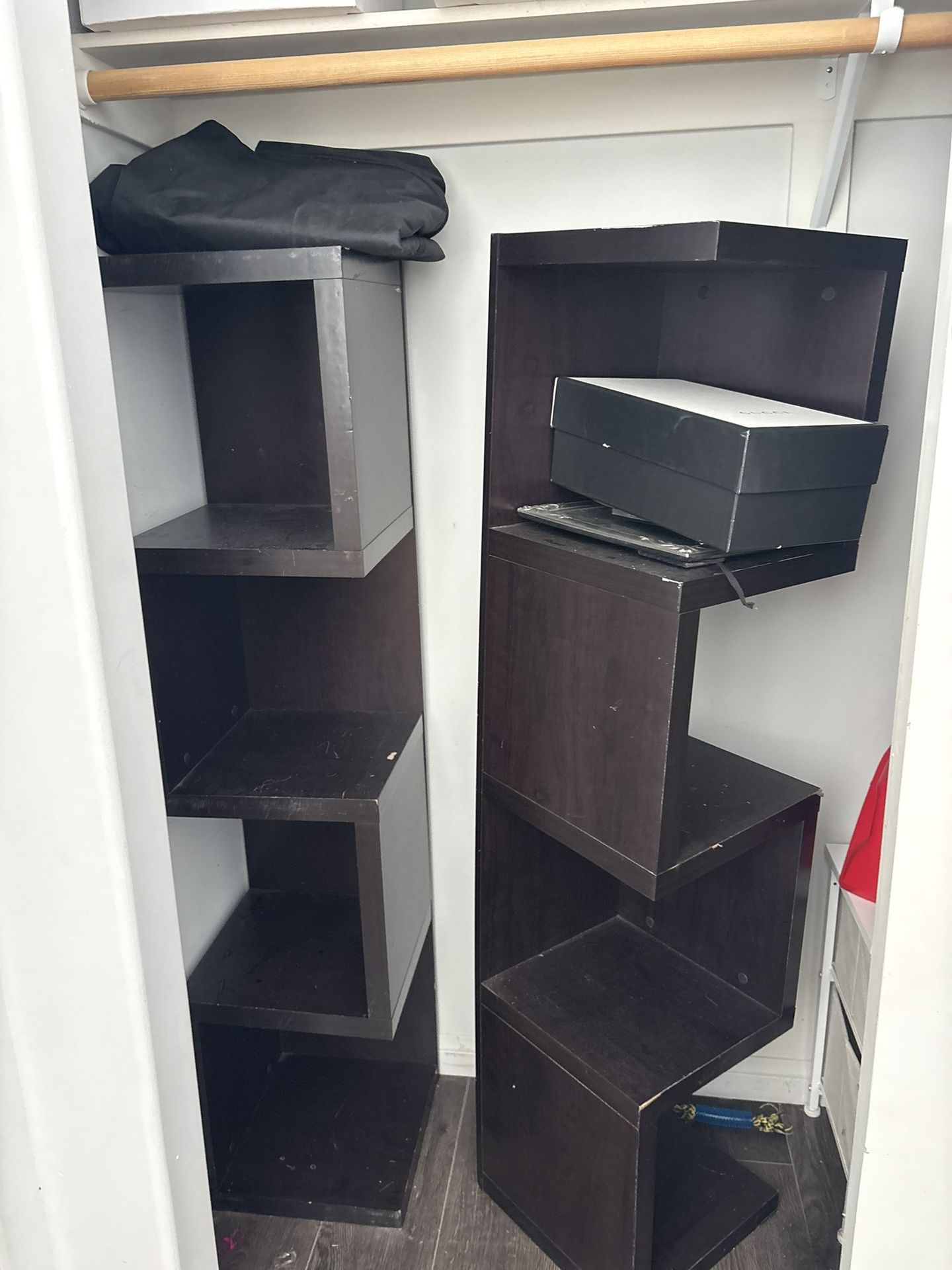 Two Brown Bookshelves