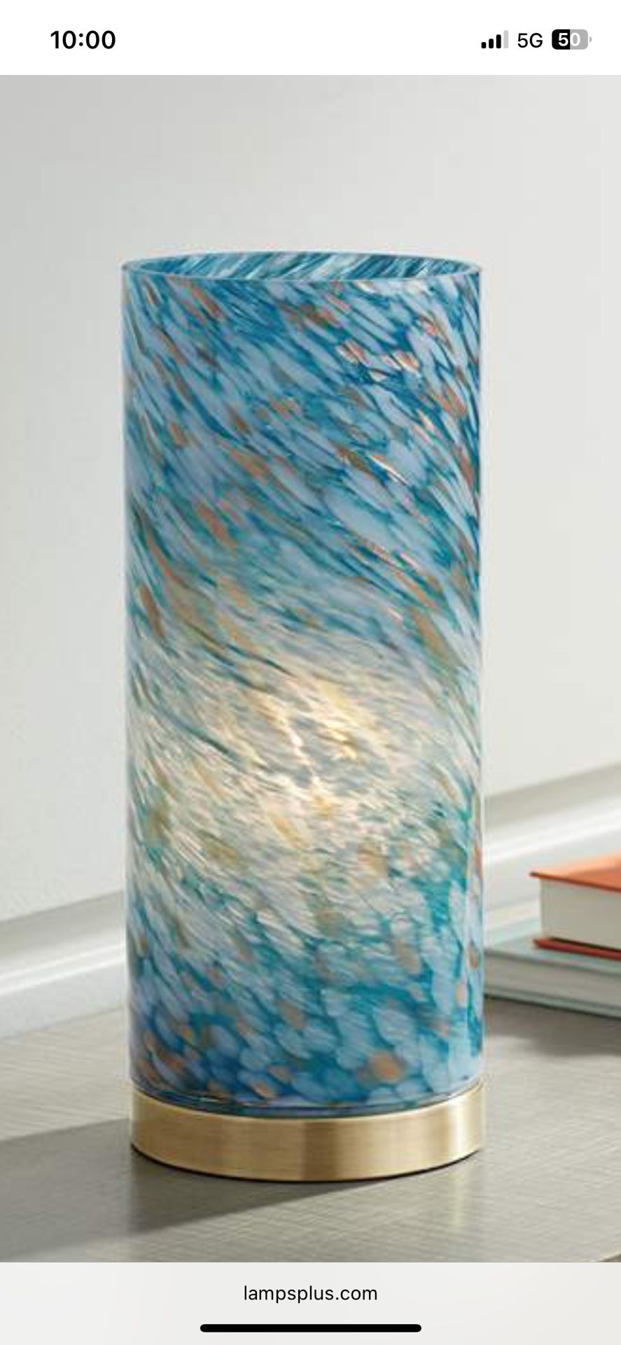 Coastal Blue Art glass Accent Table Lamp