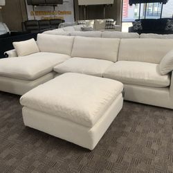 Cream White Feather Cloud Sectional 