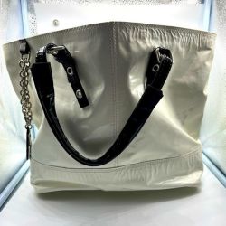 Giuseppe Zanotti White Patent Leather Shoulder Purse | Black Trim | As-Is