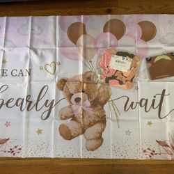 Baby Shower Girl Bear Banner Balloons 