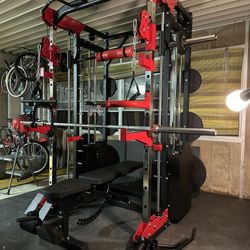 Smith Machine 200 | Adjustable Bench | 245lb Cast Iron Olympic Weights | 7ft Olympic Bar | Fitness | Gym Equipment | FREE DELIVERY/INSTALLATION 🚚 🛠️
