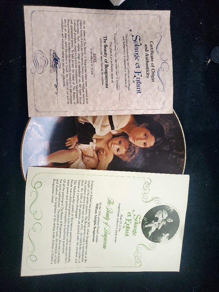 Royal Cornwall Solange et Enfant ~ The Beauty of Bouguereau ~ Plate IV ~ c. 1979