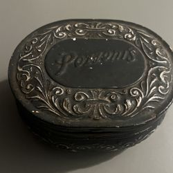 Antique Pozzonis Embossed Brass Powder, 10/Trinket Box With Hinged Lid