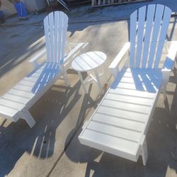 Polywood South Beach Chaise Lounge Chairs And Table Set Adirondack Reclining 