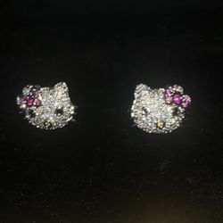 18 k Gold Plated Hello Kitty Stud Earrings 