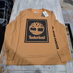 Timberland MEN'S LONG-SLEEVE LOGO T-SHIRT ORANGE SIZE L