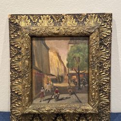 Stunning WPA Era Cityscape Masterpiece Oil Painting signed "L. Becker"