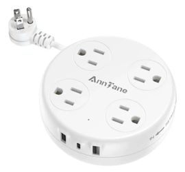 Portable Power Strip with 4 Outlets, 3 USB Ports, and USB-C