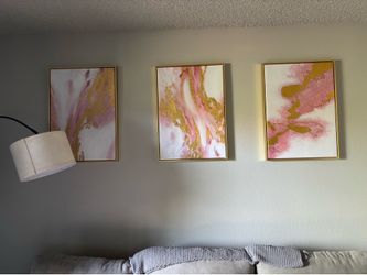 Pink & Gold Abstract Wall Art