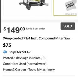 9Amp.corded 71/4 Inch. Compound Miter Saw 