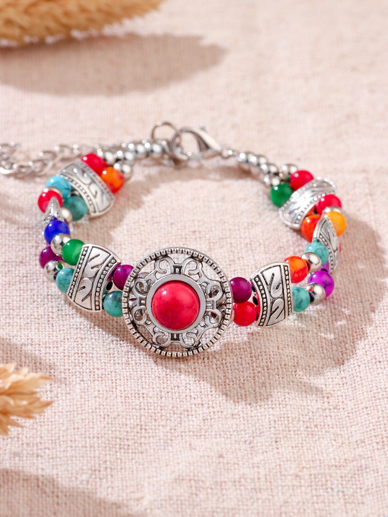 Hollow Out Round Colorful Vintage Bracelet