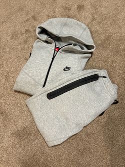 Nike Sportswear Tech Fleece Full Zip Hoodie + Sweatpants Joggers Grey