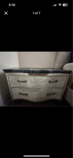 French Provincial 2-Drawer Dresser with Marble Top