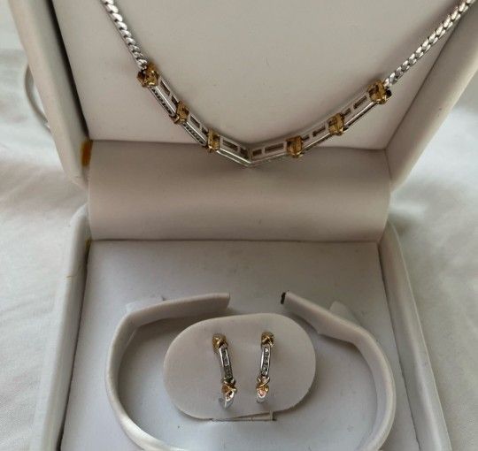Natural Diamond Necklace & Earrings Set