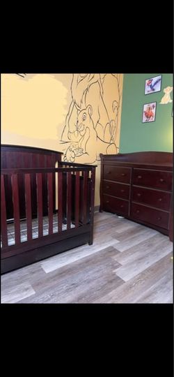 Baby crib and dresser
