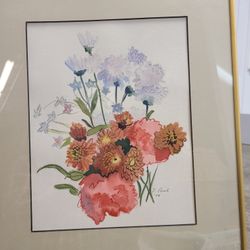 Framed Watercolor - Flowers