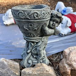 Concrete Cherub Planter