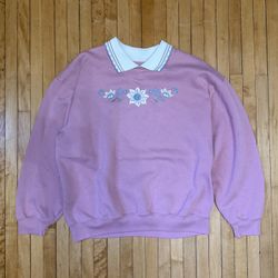 VTG 90’s Bold Spirit Grandma Collard Embroidered Pullover Sweatshirt Sz. S/M