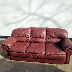 Burgundy Leather 3 Seat Sofa